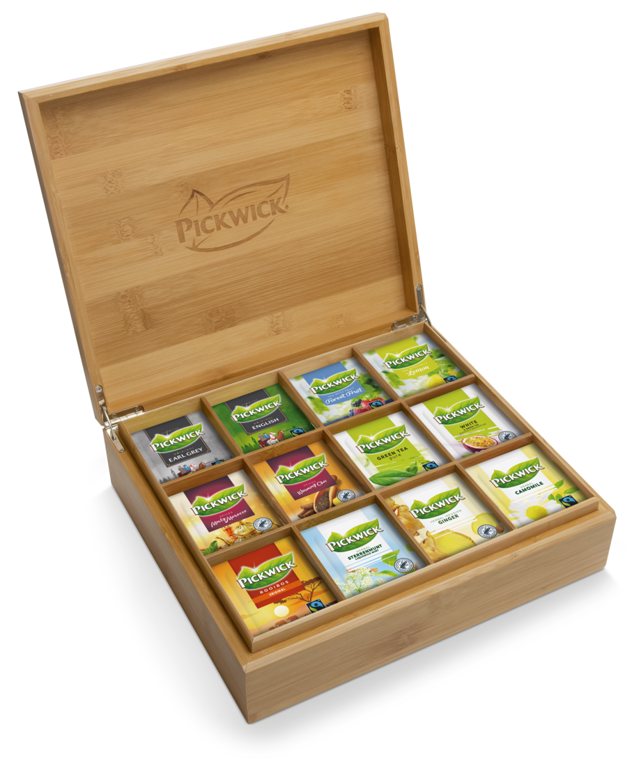 Pickwick bamboe 12-vaks gevulde theekist